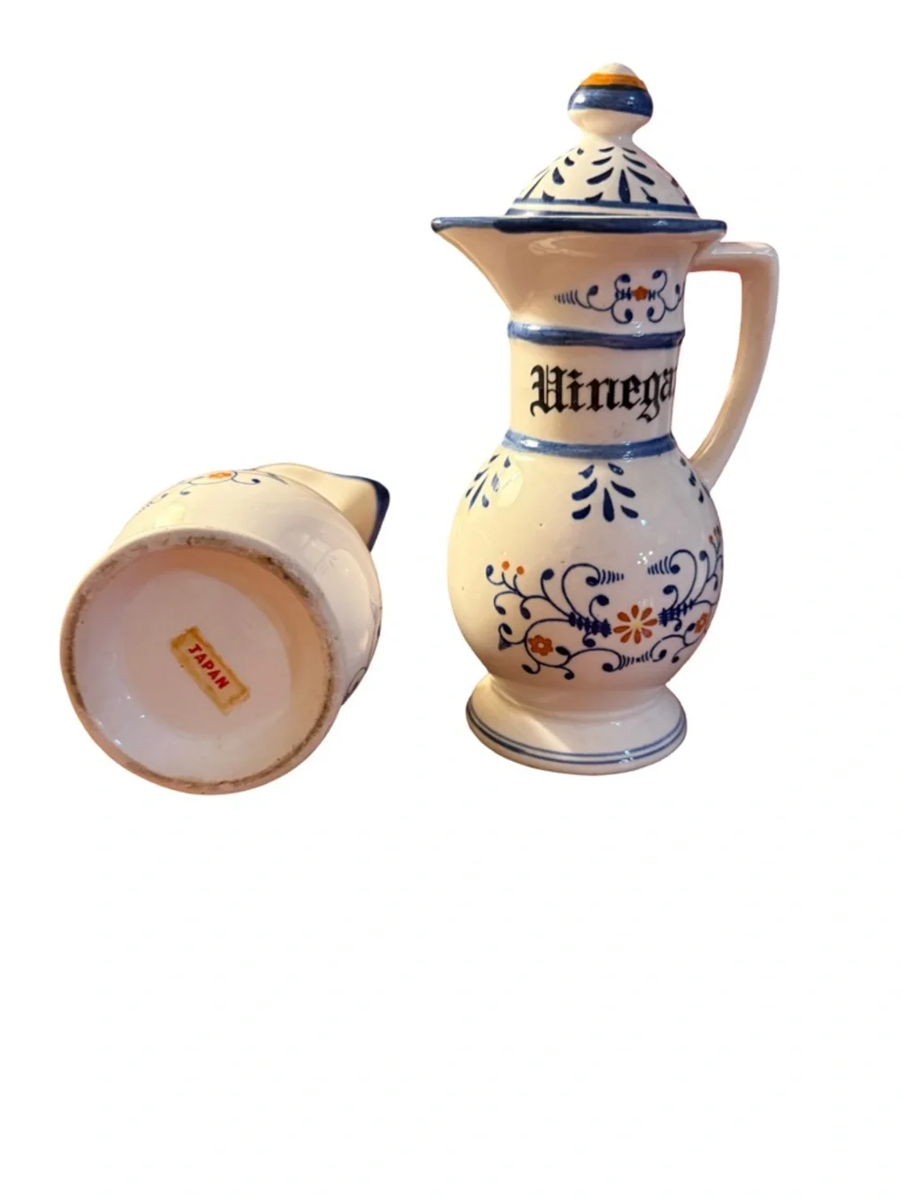 Vintage Hand-Painted Royal Sealy Oil & Vinegar Ceramic Cruet Set - Picture 3 of 4
